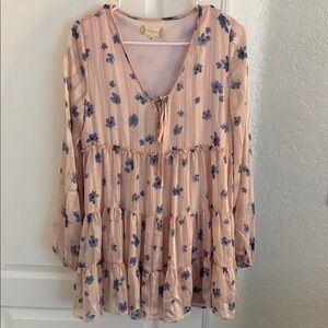 Altar'd State Pink + Blue Floral Dress